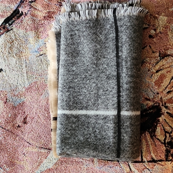 Indigo Plaid Blanket Style Scarf - Picture 2 of 5